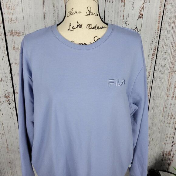 NWT FILA XL Blue Vintage Casual Minimalist Staple Classic Crew Neck Sweatshirt - Picture 4 of 10